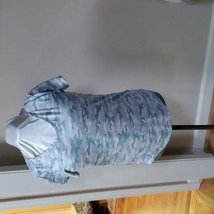 CURATED BY RUA'H KIBRIYA: Aqua/White Camo Print Pajama Set W/ Short-Sleeved Top